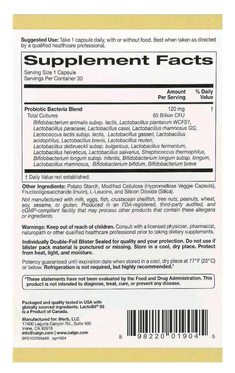 LactoBif*65 Probiotics*, California Gold Nutrition