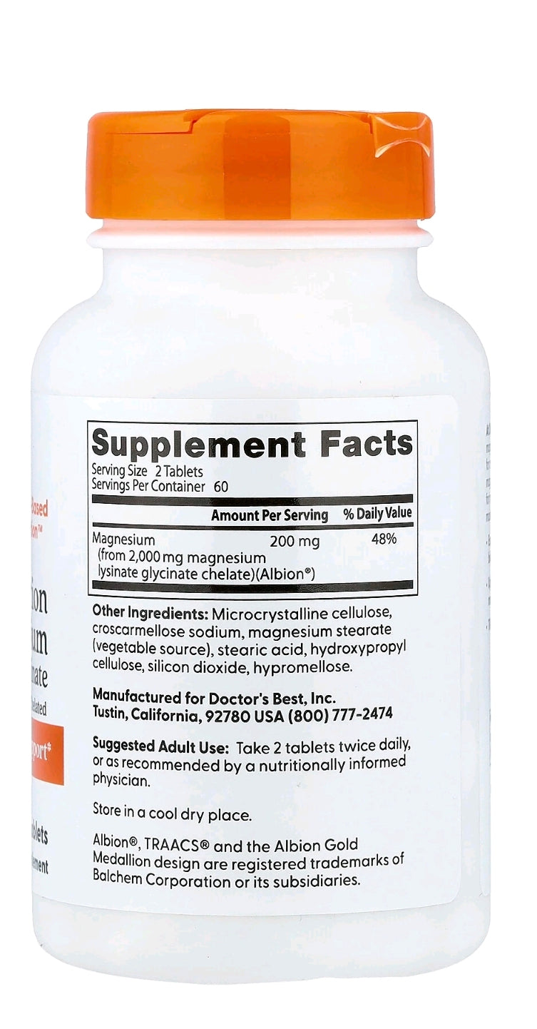 Magnesium Albion™ Lysinate Glicinate Chelate, Doctors Best