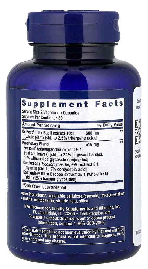 Ashwagandha (Sensoril®) + Adaptogenos (BaCognize®, Cordyceps, OciBest), LifeExtension